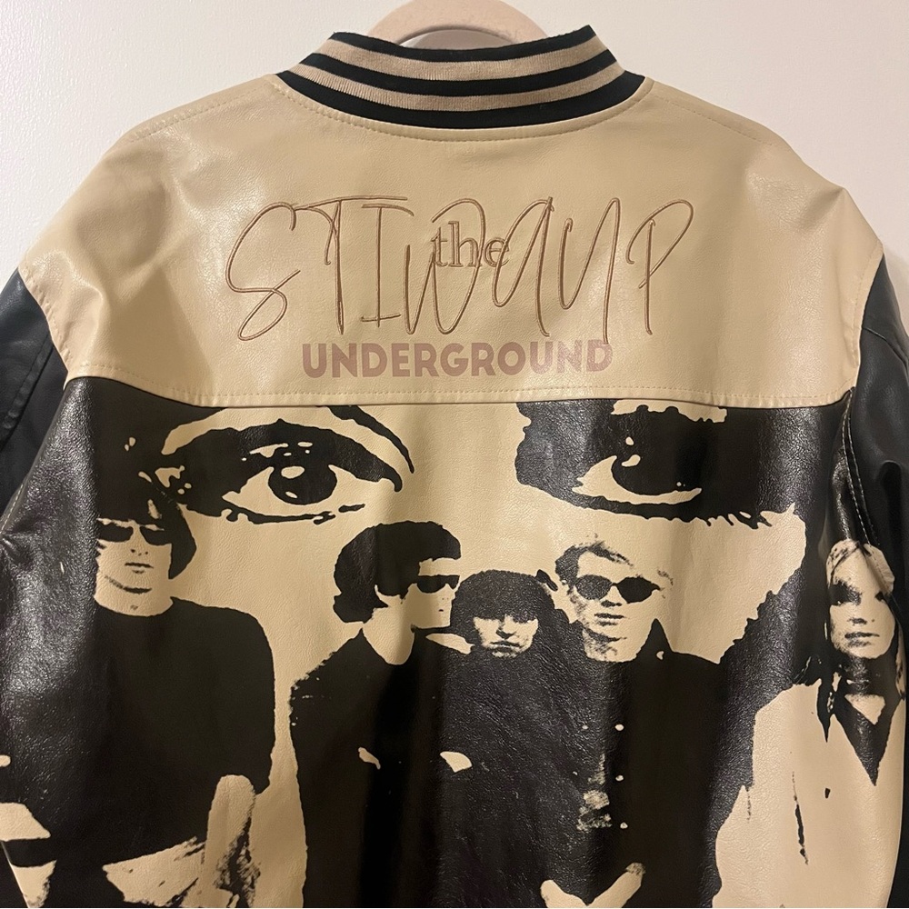 Unisex Faux Leather Graphic Varsity Jacket